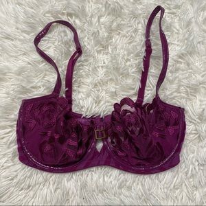 Victoria’s Secret Purple Lace Push-Up Leather Bra